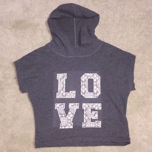 Gray Crop Top Hoodie